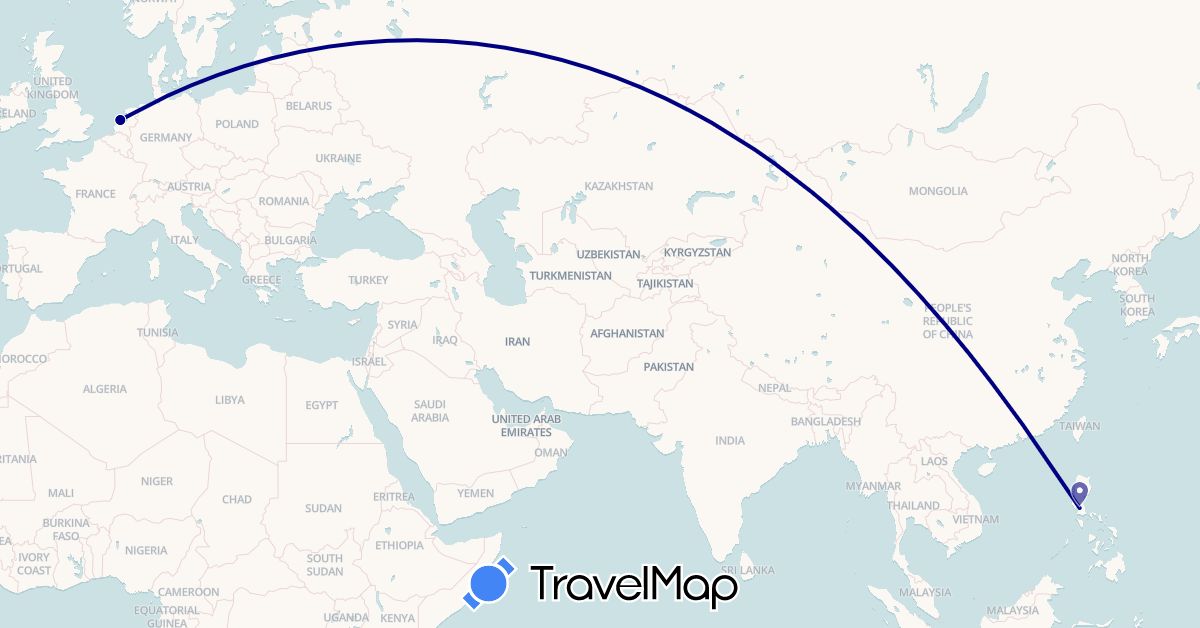TravelMap itinerary: driving in Netherlands, Philippines (Asia, Europe)